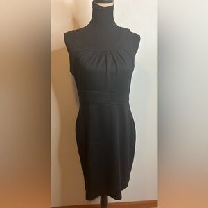 London Times|| black midi dress with invisible zipper